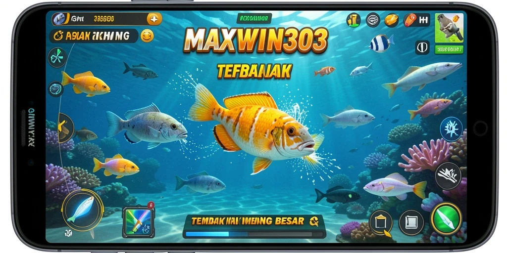Tampilan gameplay seru dalam MAXWIN303 saat menembak ikan.
