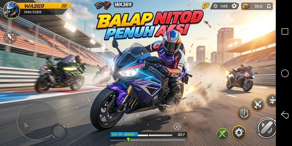 Gameplay WA369 menampilkan balapan motor yang seru dan menegangkan.